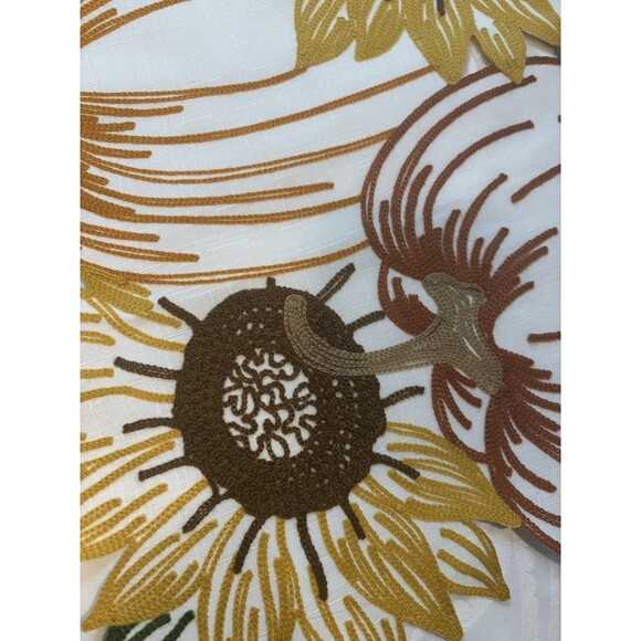 Table Runner Embroidered Pumpkins Sunflowers Polyester  70” Fall - Picture 3 of 7